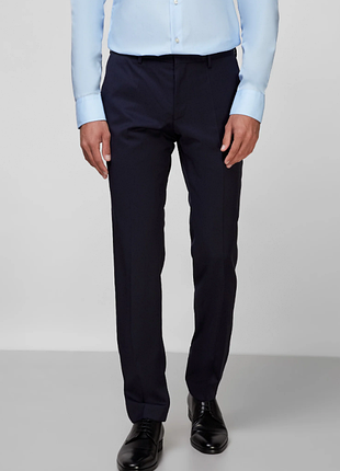 Hugo boss чоловічі темно-сині вовняні класичні штани gibson cyl flat front solid slim fit wool dress pants, оригінал, нові