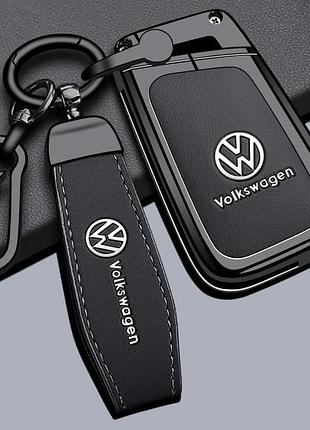 Преміум чохол для ключа volkswagen (фольксваген). колір чорний a, чорний, екошкіра