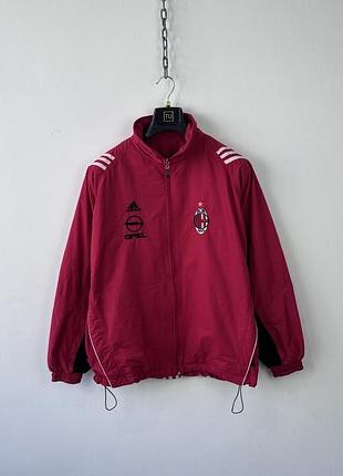 Куртка спортивна вітровка vintage adidas ac milan opel track jacket windbreaker red full zip l y2k