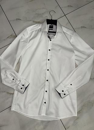Рубашка мужская белая коттоновая olymp level five body fit m (46-48) 15,5'' 39