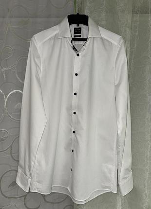 Рубашка мужская белая коттоновая olymp level five body fit m (46-48) 15,5'' 39