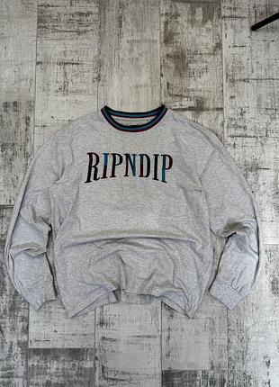 Лонгслів ripndip оверсайз з вишивкою, сірий, розмір m