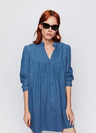Джинсова міні сукня zara xs