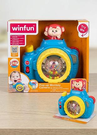 Интерактивный игрушечный фотоаппарат winfun pop-up monkey camera (со звуком и светом)