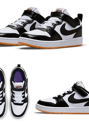 Оригінал!дитячі кросівки nike court borough low 2 se (або версія recraft) у класичному чорно-білому забарвленні