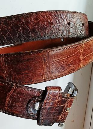 Вінтажний чоловічий ремінь lacoste / los corrales (натуральний крокодил) 130 см