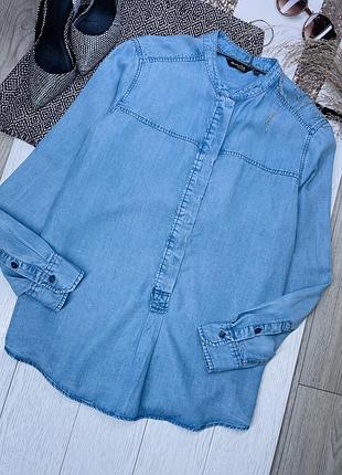 Подовжена сорочка massimo dutti l xl джинсова сорочка денім жіноча сорочка вільного крою з ліоцеллу