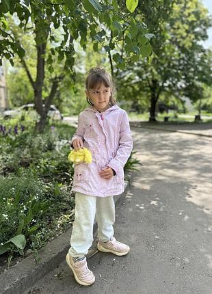 Стильний фіолетовий дитячий плащ з бавовни, легкий плащик для дівчинки 8