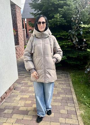 Зимовий пуховик довжини 80см