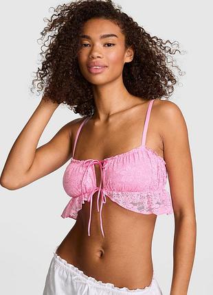 Кружевной бралетт victoria's secret pink с завязками спереди