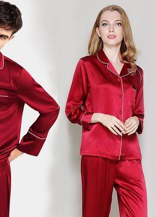 Пижамы парные семейные family look шелковые (40-52 xs-xxl) xl