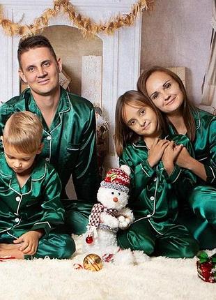 Парні піжами для всієї родини фемелі цибулю шовкові смарагд (40-52 xs-xxl) xxl