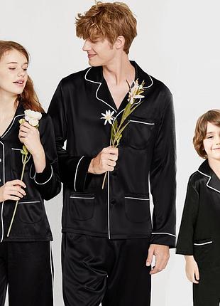 Пижамы парные для всей семьи фемели лук одинаковые шелковые (40-52 xs-xxl) 3xl