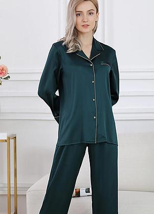 Пижама женская шелковая зеленая (размеры 40-54 xs-xxxl) xs