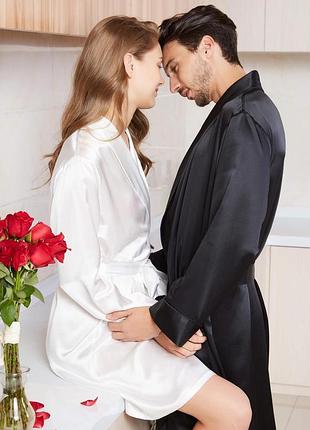 Парные халаты для мужа и жены фемели лук шелковые (40-52 xs-xxl) m