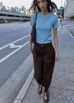 Брюки balloon fit с защелками от zara