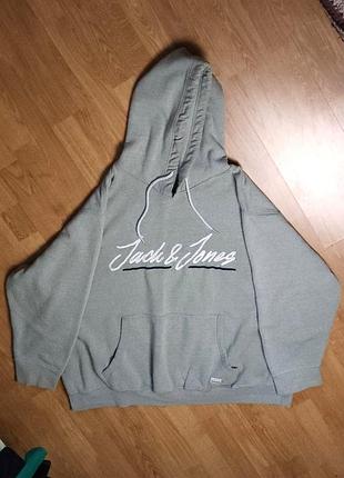 Худі jack & jones чоловіче оливкове оверсайз