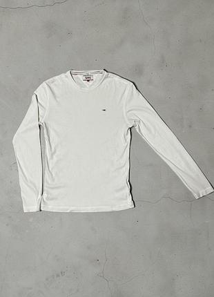 Белый лонгслив touch jeans slim fit (размер m)