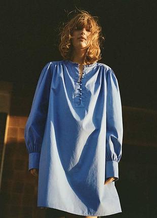 Блакитна бавовняна сукня h&m