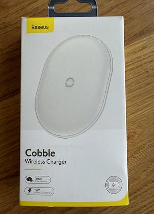 Бездротова зарядка baseus cobble wireless charger 15w, white — нова