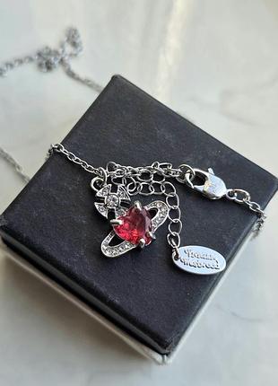Кулон saturn hearts vivienne westwood red crystal