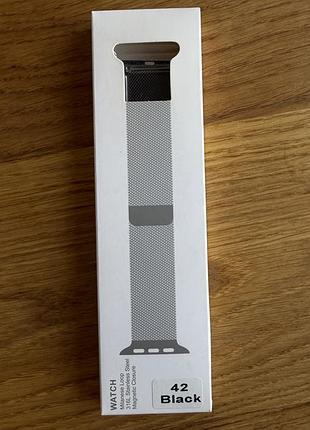 Металевий ремінець для apple watch «міланська петля» (milanese loop, чорний, 42/44/45 мм)