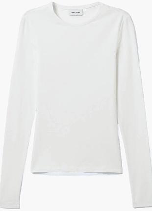 Лонгслів жіночий h&m slim fitted long sleeve white 1141162002 m