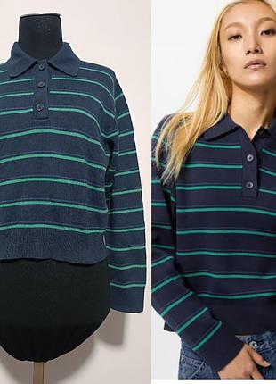 Uniqlo джемпер-поло из хлопка в полоску, s