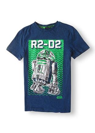 Синяя хлопковая футболка дроида r2-d2  звёздные войны star wars для мальчиков tesco 9-10 лет
