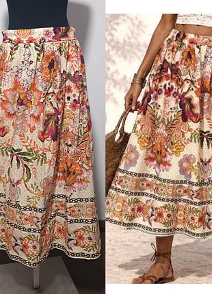 Anthropologie elie tahari , миди юбка многоярусная юбка с цветочным принтом, m