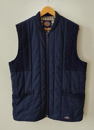 Мужская  стеганная  жилетка dickies с вельветовыми вставками (размер m)