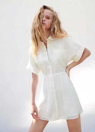 Белое платье бренд zara на пуговицах