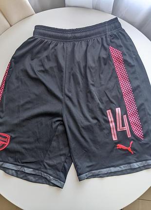 Футбольные шорты arsenal (puma) 17/18  | черно-розовые, номер 14 m