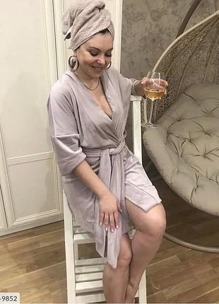Женский велюровый халат l