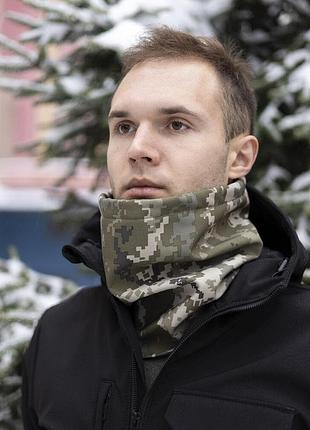 Бафф унисекс soft shell пиксель двойной шарф-хомут ветрозащитный