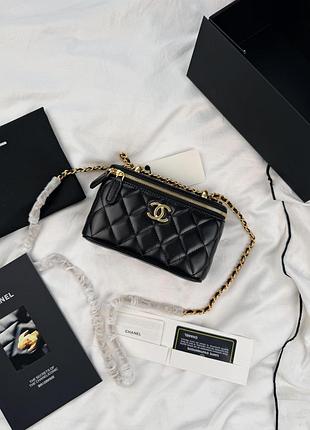 Chanel vanity case bag in black leather