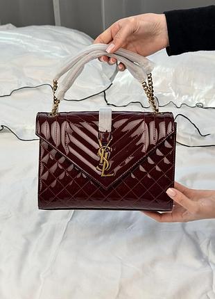 Ysl envelope chain wallet burgundy patent