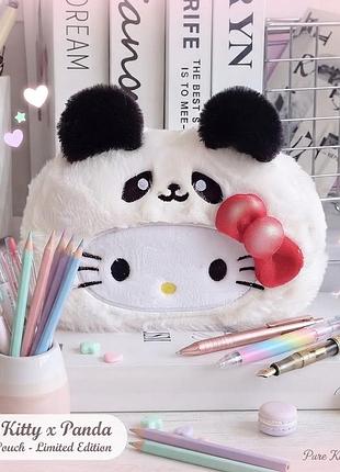 Пенал косметичка плюш hello kitty x panda