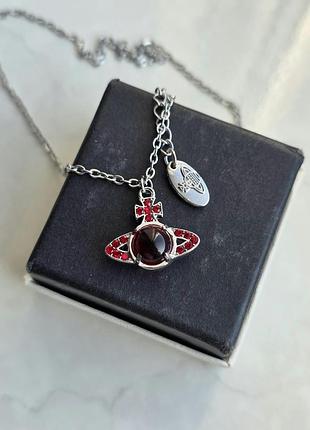 Кулон silver vivienne westwood with red crystals mw