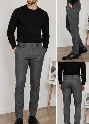 Нові чоловічі класичні брюки m&s slim fit сірі w34 l29