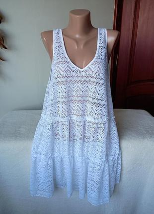 Женская кружевная белая туника m/l/xl размер