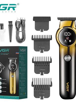 Триммер для бороды и усов vgr v-989 7000 об. машинка для стрижки, окантовки керамика+сталь. цвет: черный
