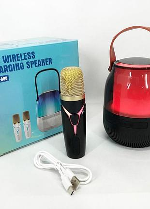 Портативна колонка xm-a68 з rgb підсвічуванням та мікрофоном, bluetooth мікрофон для караоке