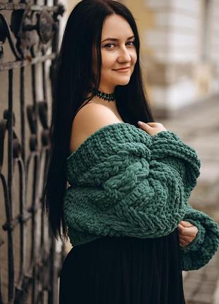 Короткий ажурний кардиган зелений або інший колір