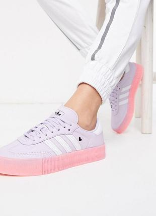 Adidas sambarose «valentine's day»  женские кожаные кроссовки-кеды на платформе