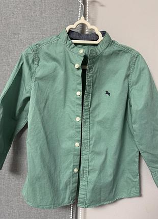 Зелена сорочка h&m з коміром-стійкою на хлопчика