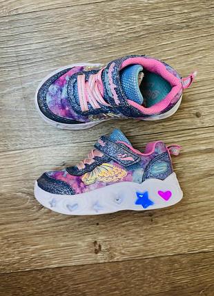 Дитячі кросівки для дівчинки з підсвіткою skechers kay leight 2.0 shiny wings р.23, устілка 15см., на ніжку 13-14см.,
