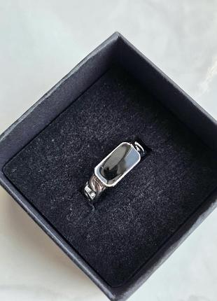Каблучка silver rectangle black