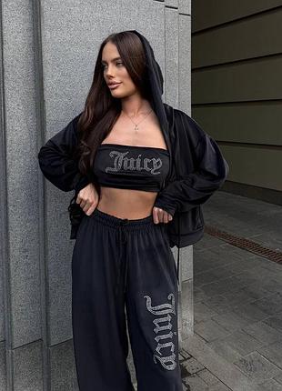 Костюм juicy couture, костюм джуси кутюр, juicy couture, жіночий костюм, костюм трійка, велюровий костюм, плюшевий велюр, спортивний костюм чорний
