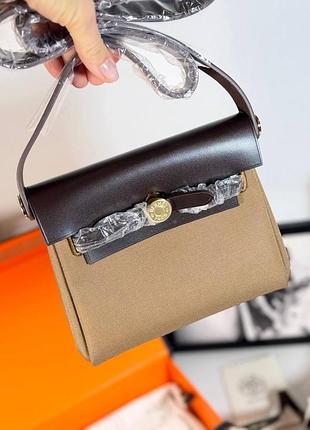 Сумка hermes коричневі відтінки крос боді